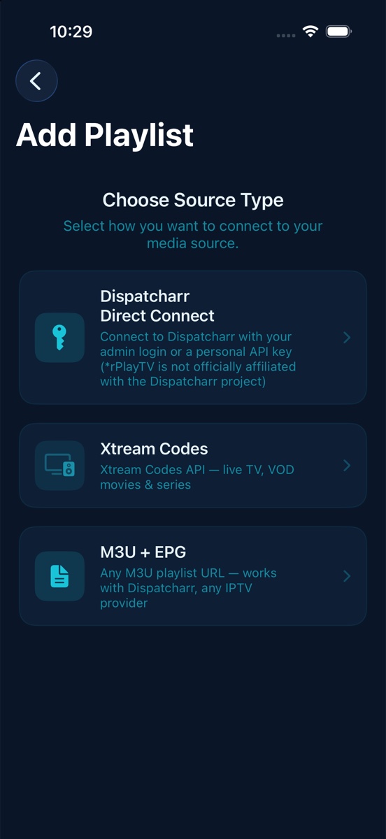 Choosing between Dispatcharr, Xtream Codes and M3U plus EPG
